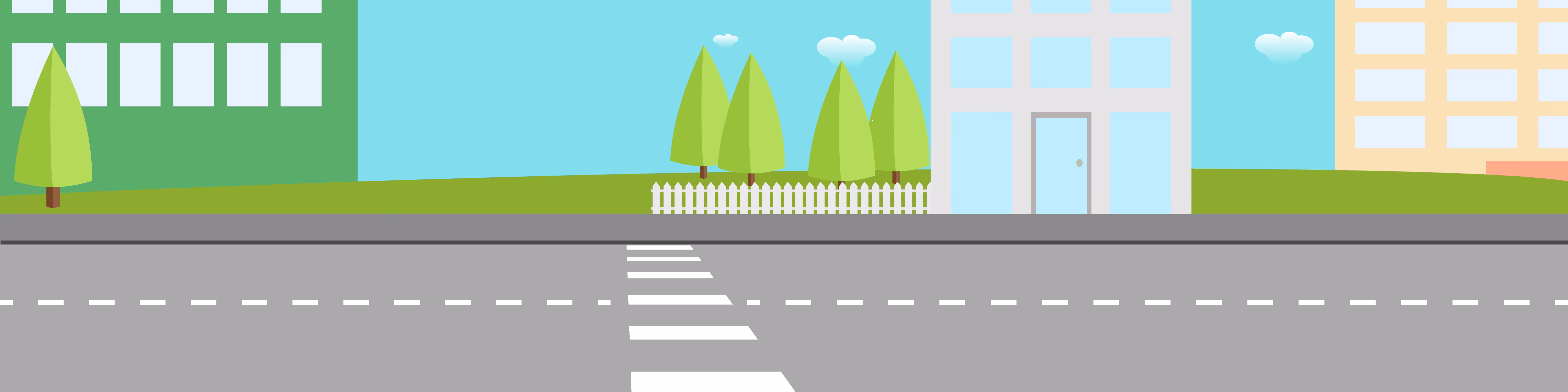 Learn Words panoramic city scene used for vocabulary exploration.